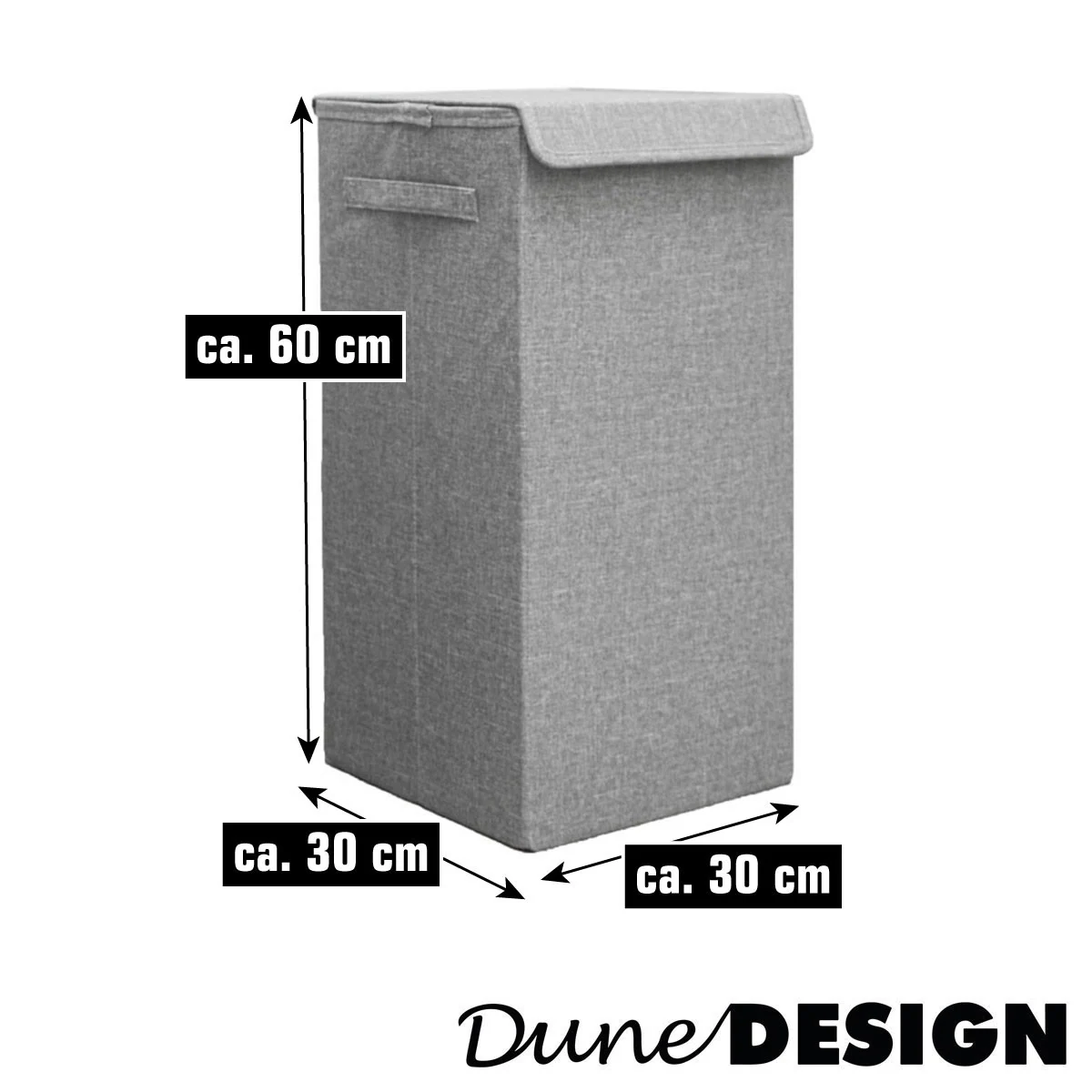 50L XXL Wäschekorb mit Deckel Grau - 30x30x60 Wäschesammler - Wäschebox Faltbar