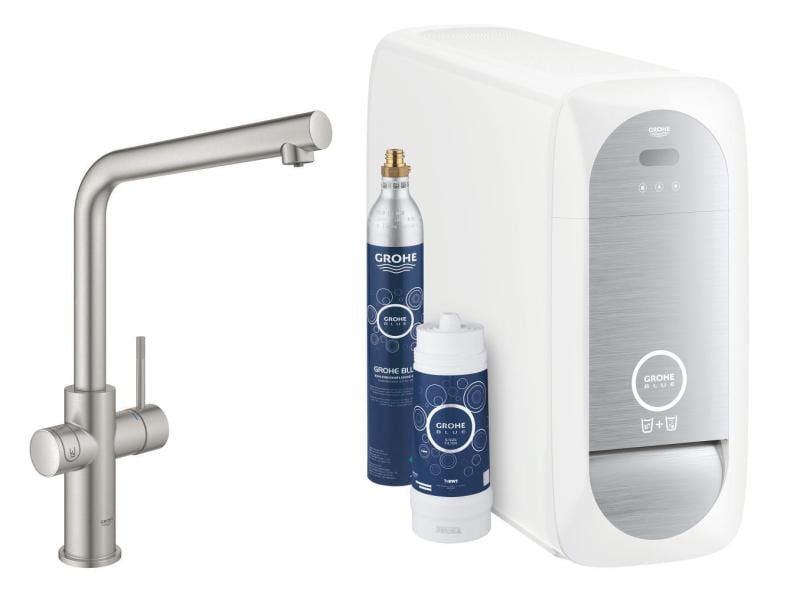 GROHE Küchenarmatur Blue Home L-Auslauf, Starter Kit, Super Die frischste Wasserquellen