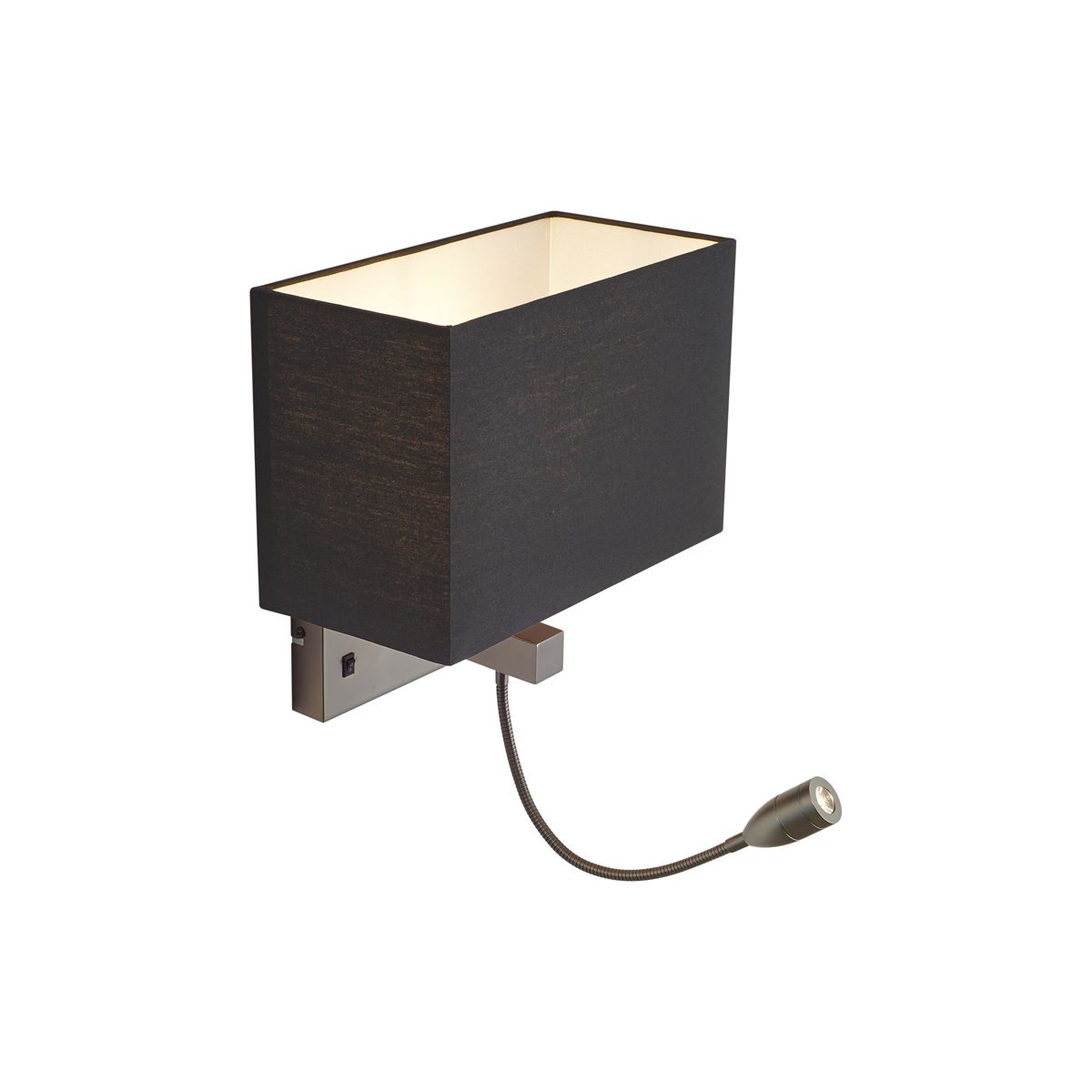 Moderne wandlamp gunmetal met zwarte kap en leesarm incl. LED - Bergamo