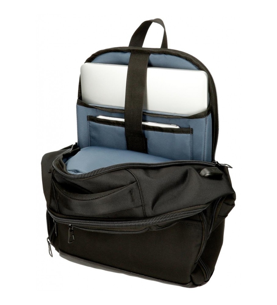 Pepe Jeans Mochila porta ordenador Leighton dos compartimentos 42 cm negro