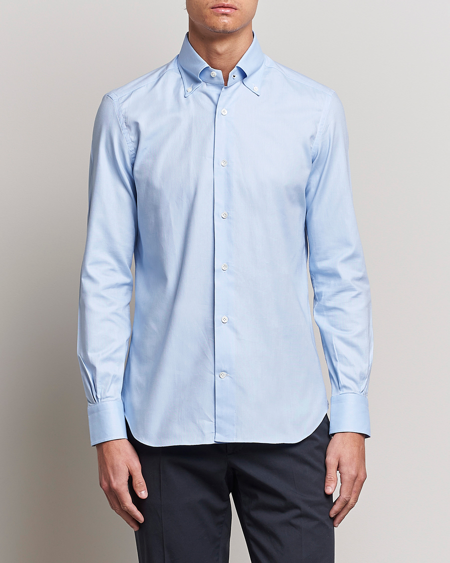 Mazzarelli Soft Oxford Button Down Shirt Light Blue