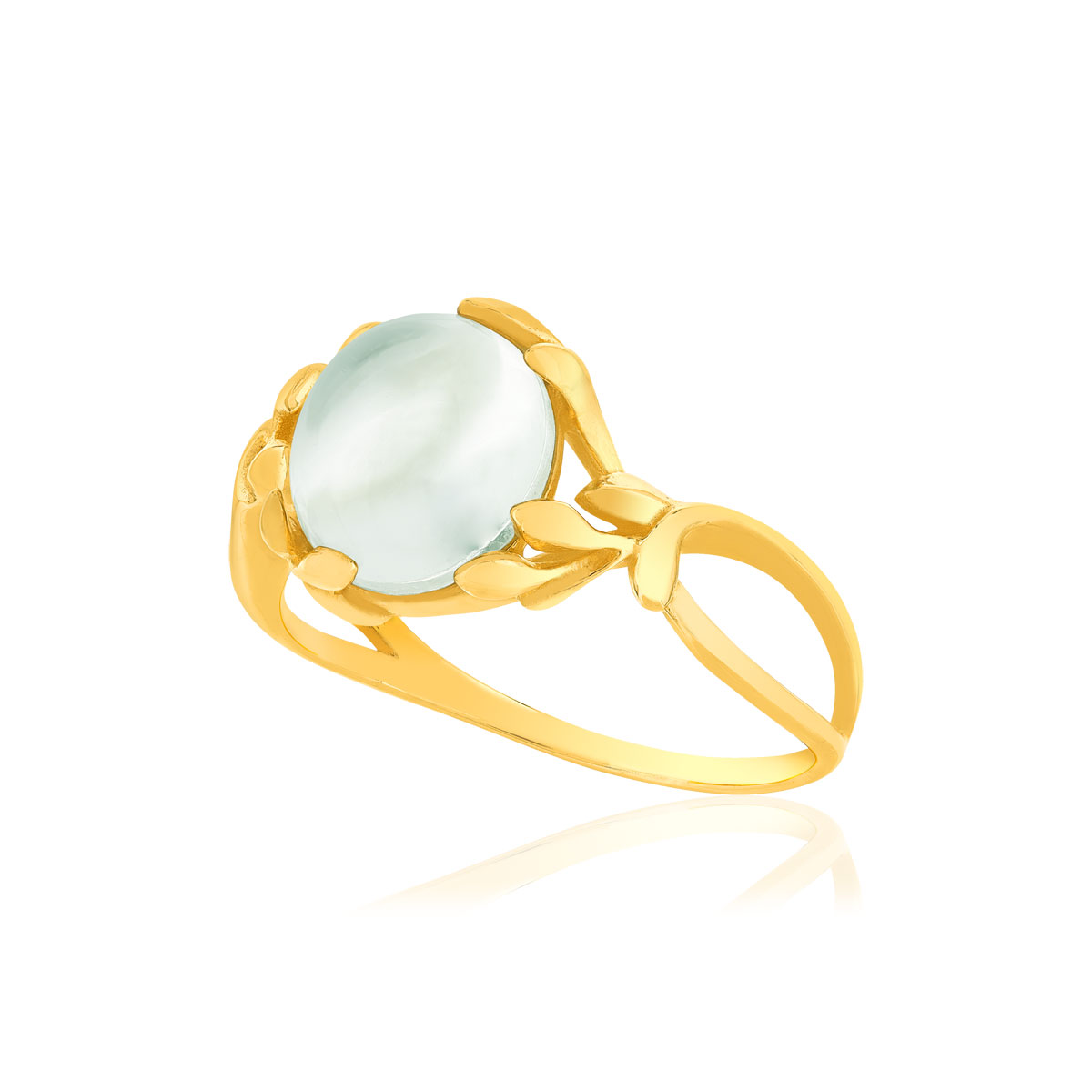 Bague or 375 jaune quartz vert