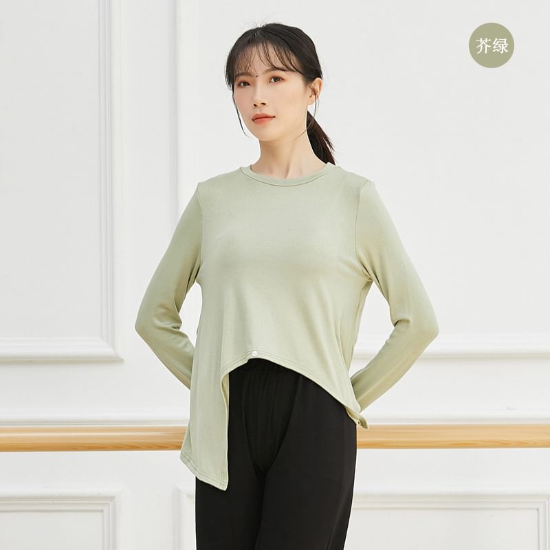 Cossita - Lange mouwen ronde hals effen asymmetrisch dans T-shirt