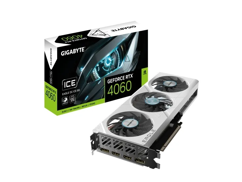 Gigabyte GeForce RTX 4060 EAGLE OC ICE 8G - Grafikkort - GeForce RTX 4060 - 8 GB GDDR6 - PCIe 4.0 - 2 x DisplayPort, 2 x HDMI