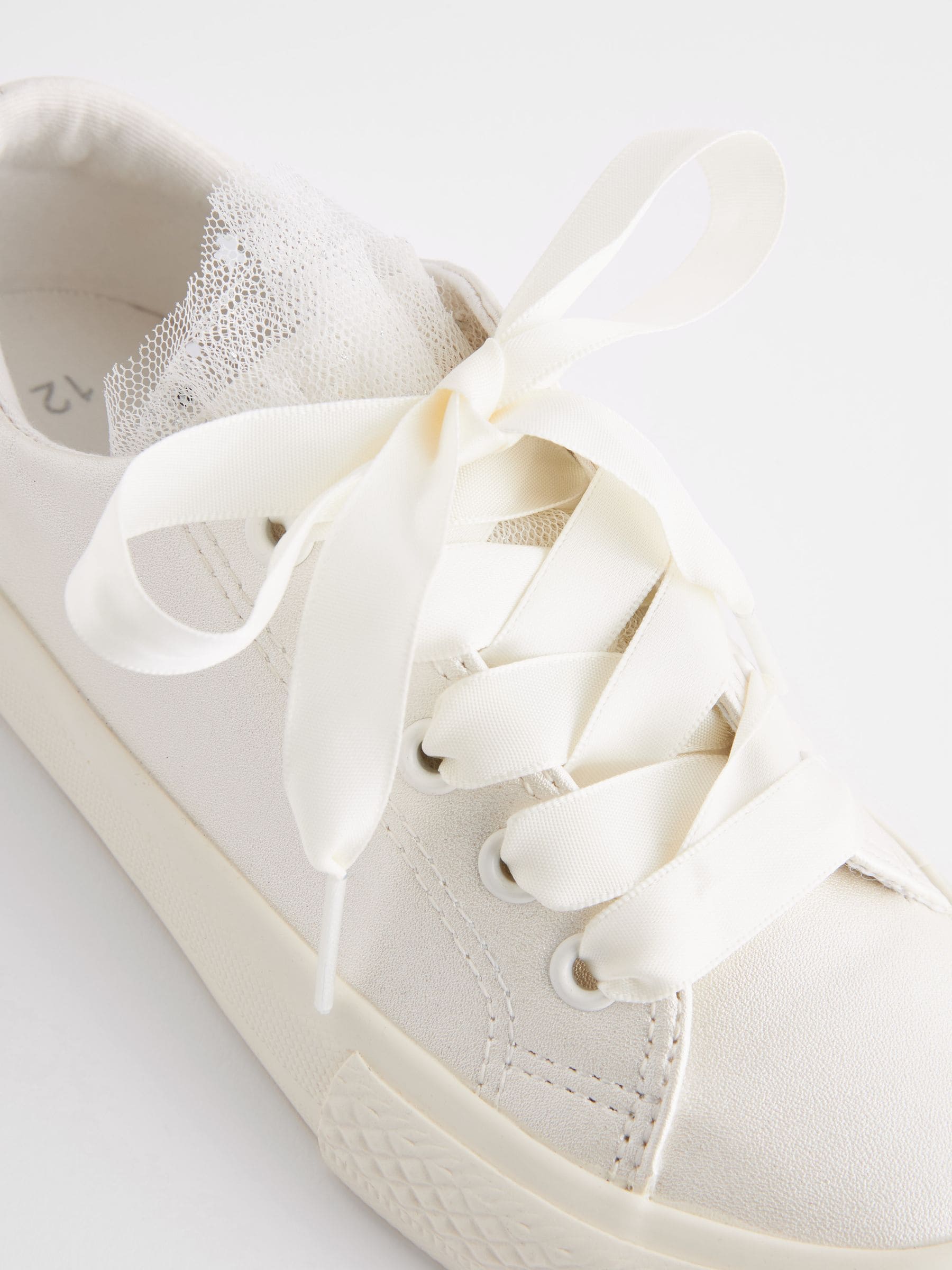 Wit - Gelegenheids-Tulle trainers met Vetersluiting