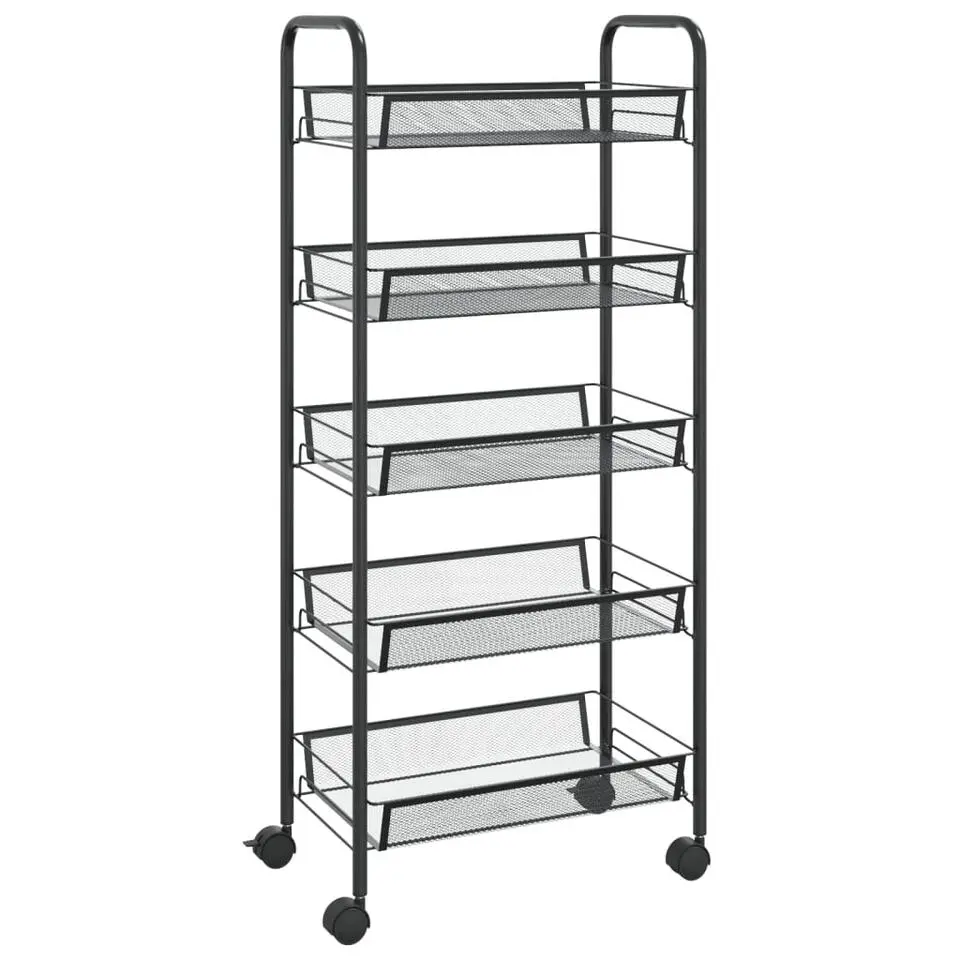 vidaXL - Keukentrolley - Zwart - IJzer - 46 x 26 x 105 cm