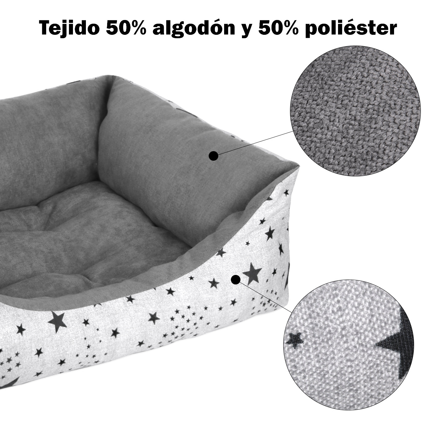 HOME MERCURY - Cesta, Cama confortável para cães, gatos e outros animais de estimação, com enchimento de fibra, resistente ao desgaste e durável (Grande, Estrelas)