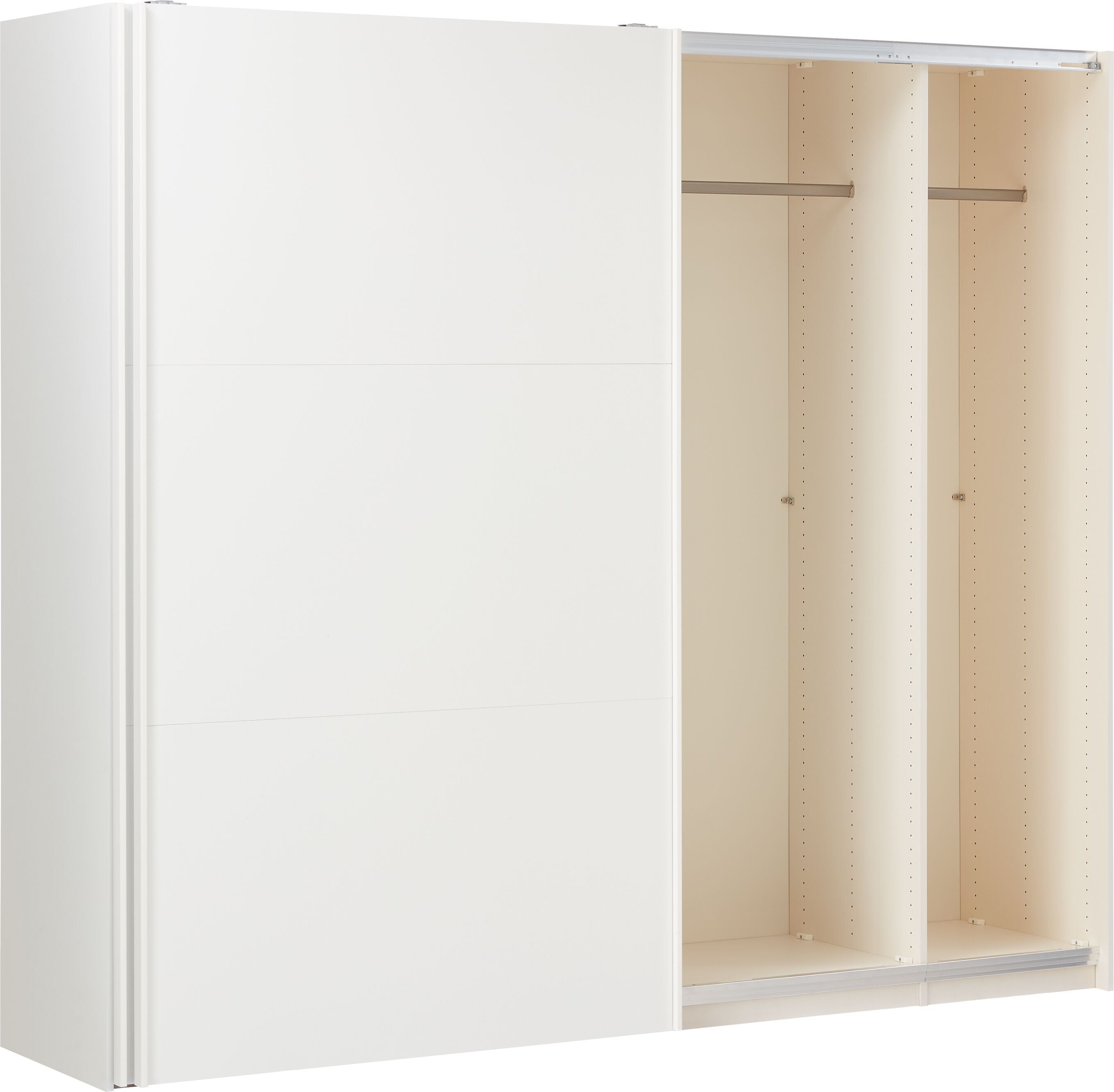 MODUL Schwebetürenschrank - Weiss / B: 253.0 cm x T: 65.0 cm x H: 220.0 cm