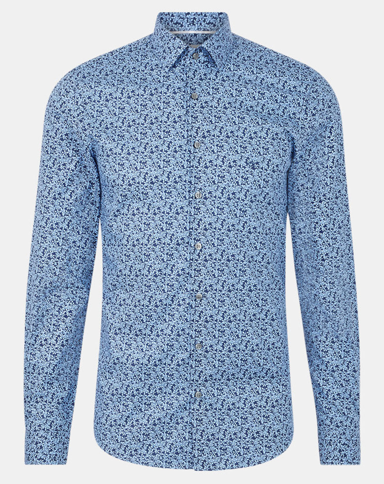 Calvin Klein Chemise slim imprimée Fleurs bleue