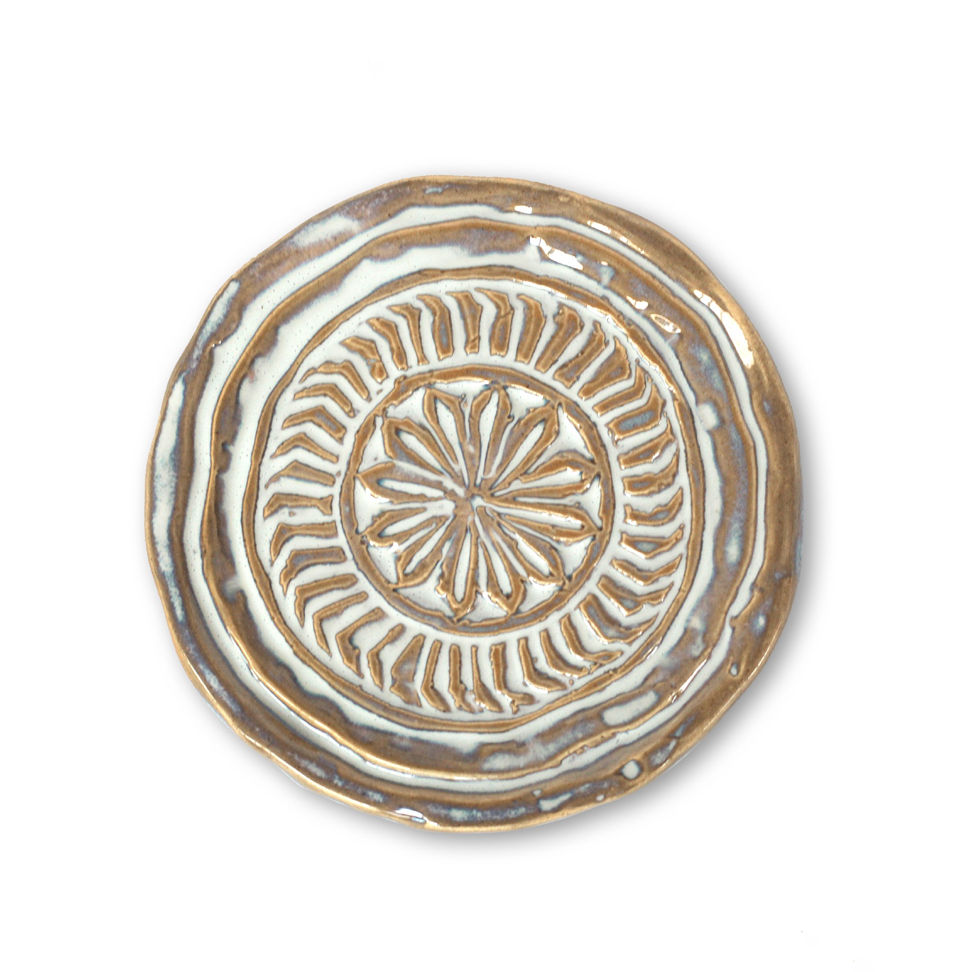 Steingutuntersetzer 'Sonne', beige, Ø 10,5 cm, H 1 cm zu 5,00
