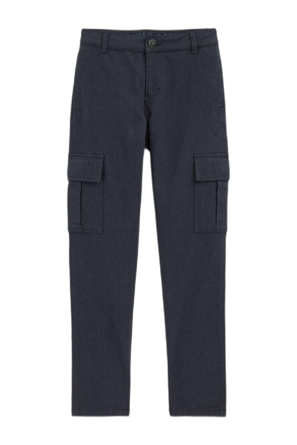 WE Fashion straight fit cargobroek donkerblauw