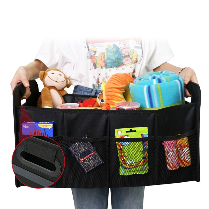 (55x33cm) Auto Kofferraumbox Organizer Tasche mit Tragegriffen - Schwarz
