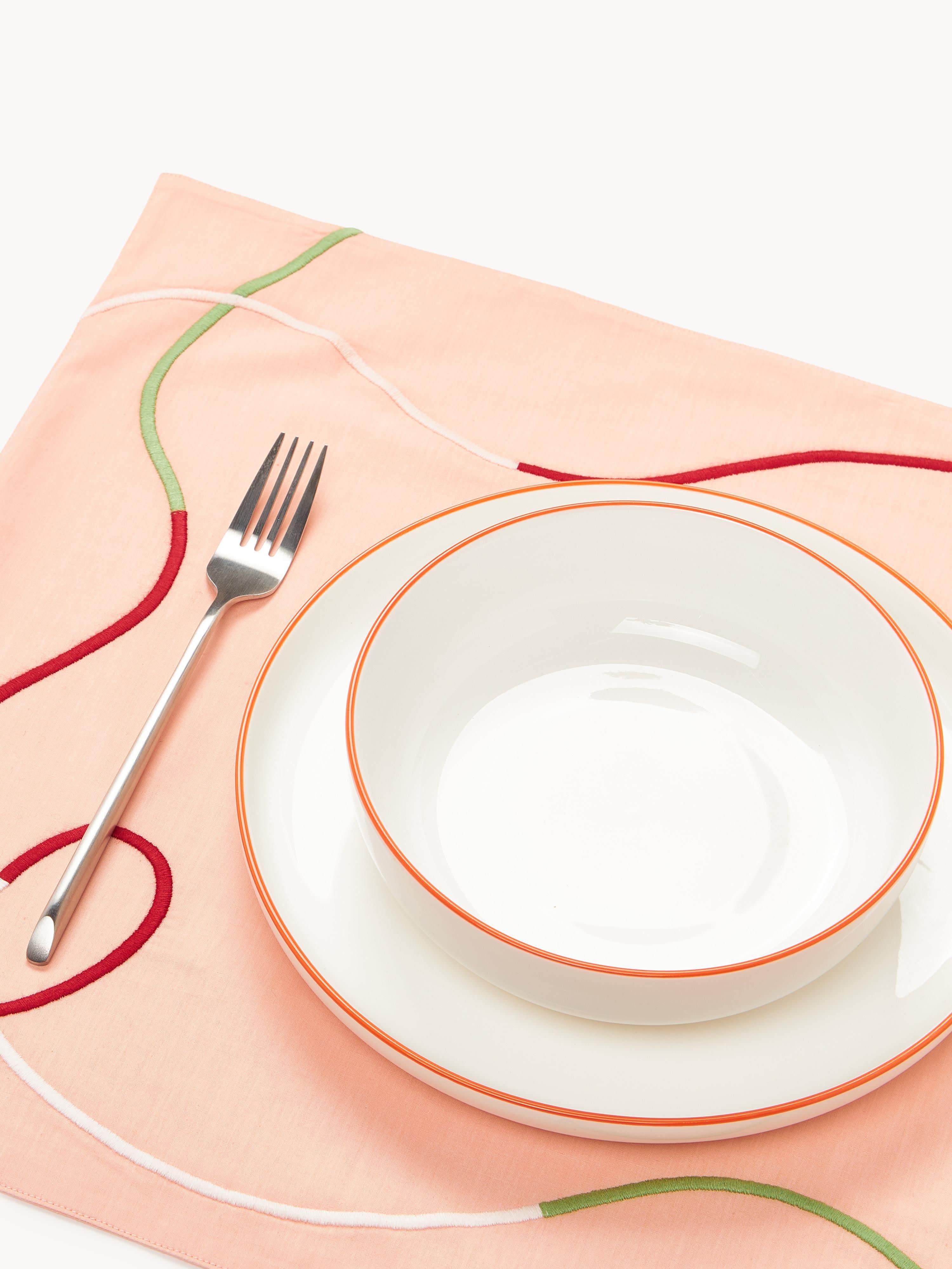 Placemats Sue met abstracte borduurwerk, 2 stuks