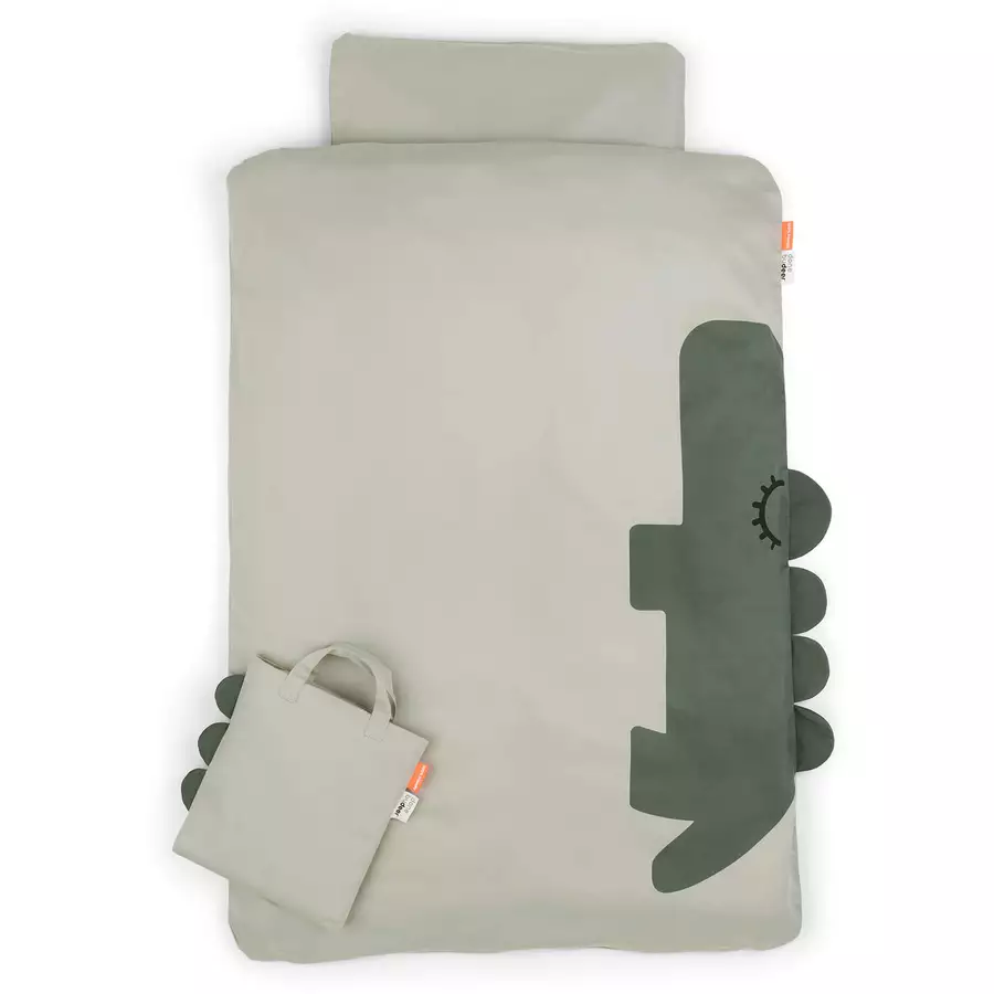 Done by Deer™ Bettwäsche-Set Junior Sleepy 100 x 140 cm Croco Grün