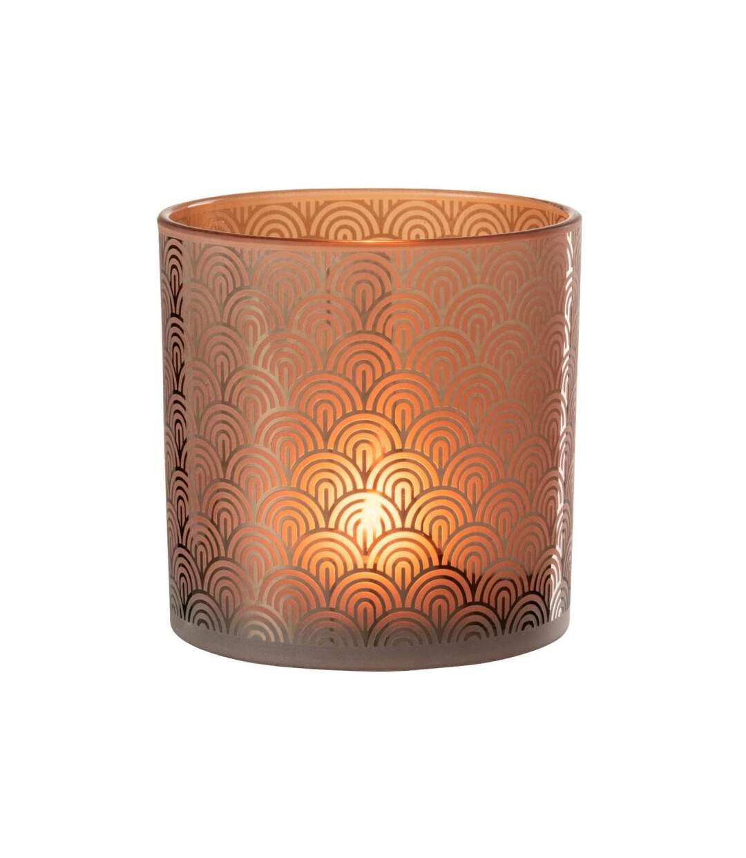Paris Prix - Photophore Déco En Verre arc 15cm Orange