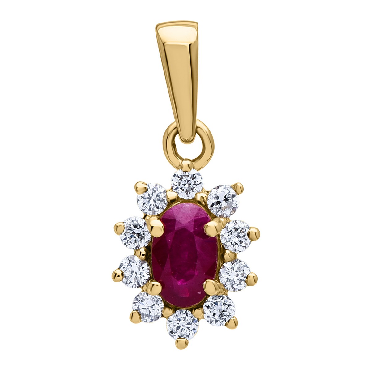 Pendentif Brillaxis marguerite or rubis diamants