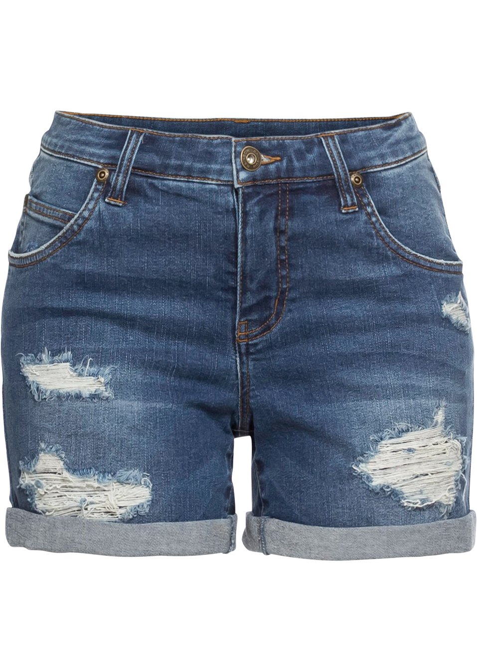 Short en jean à effets déchirés
