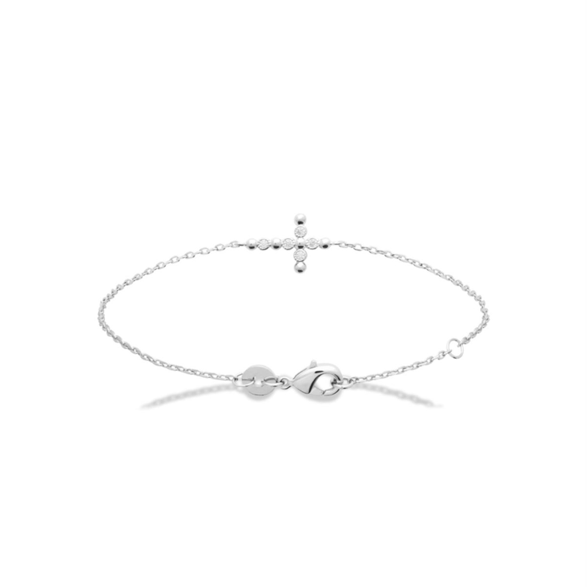Bracelet croix sertie d'oxydes de zirconiums clos Argent 925 Rhodié