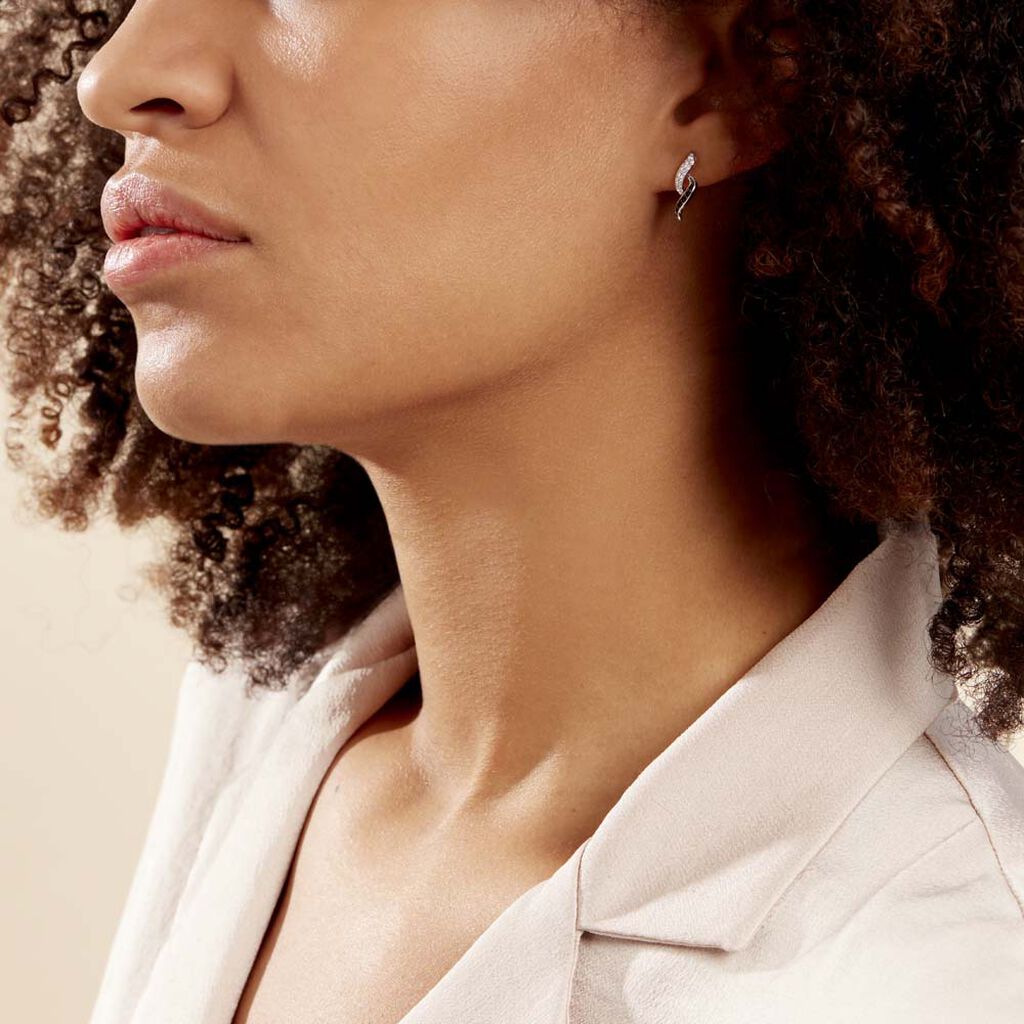 Boucles D'oreilles Pendantes Sylvie Argent Blanc Oxyde De Zirconium
