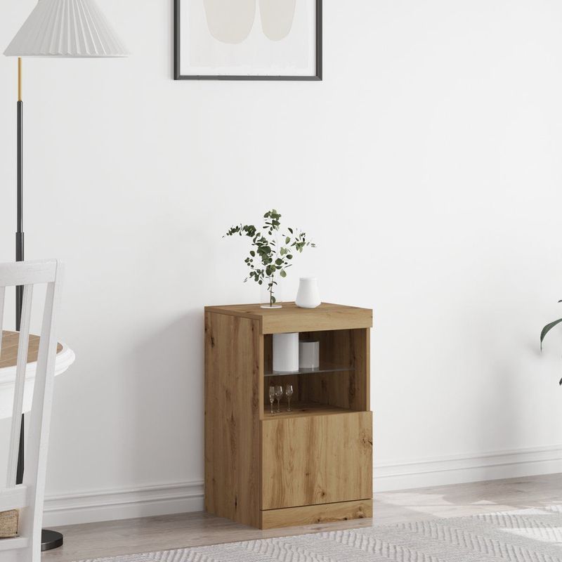 vidaXL Dressoir - Artisanaal Eiken - Met LED-Verlichting - Stevige Constructie