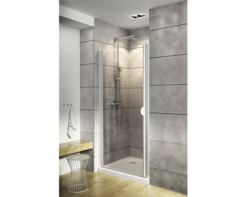 Draaideur in nis Schulte Lugano 90 cm helder glasprofiel kleur aluminium