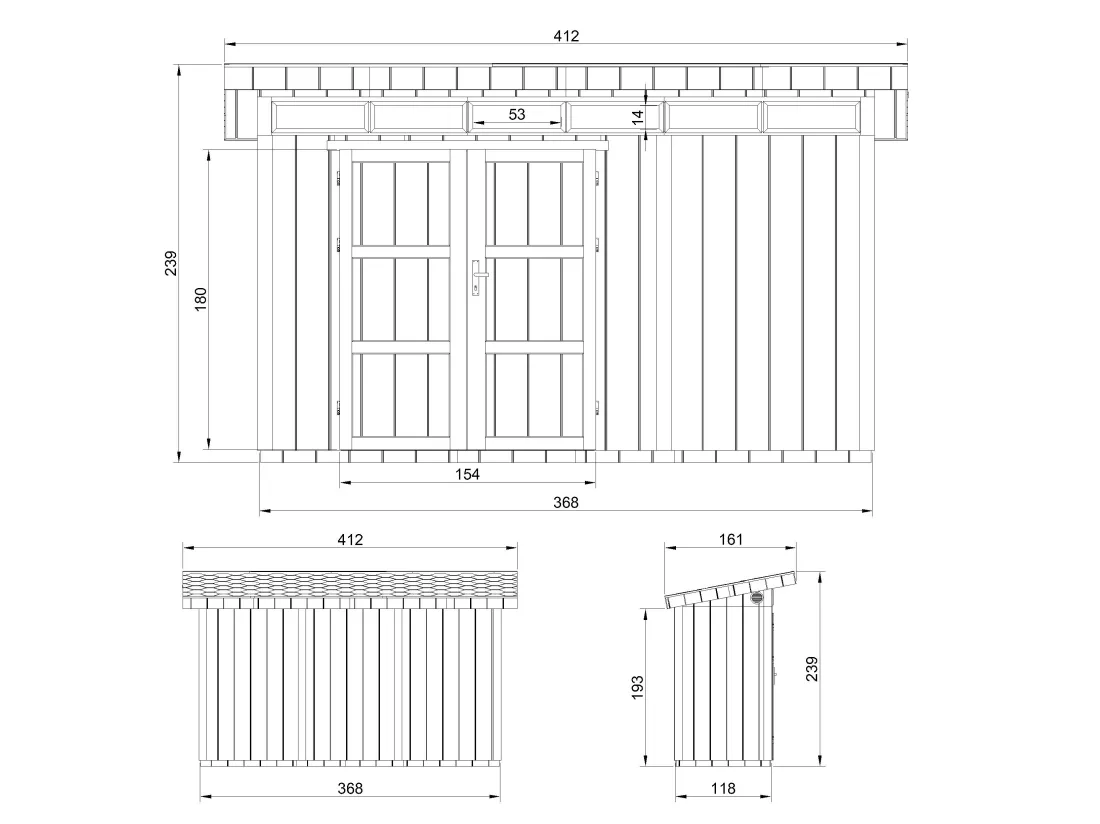 Abri de Jardin Qualité Premium 4m² /L161xL412xH239 cm - Timbela M902A-REDWOOD RED