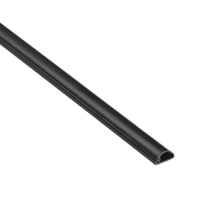 Goulotte décorative demi-ronde noire auto-adhésive D-Line 16 x 8 mm, 1 m