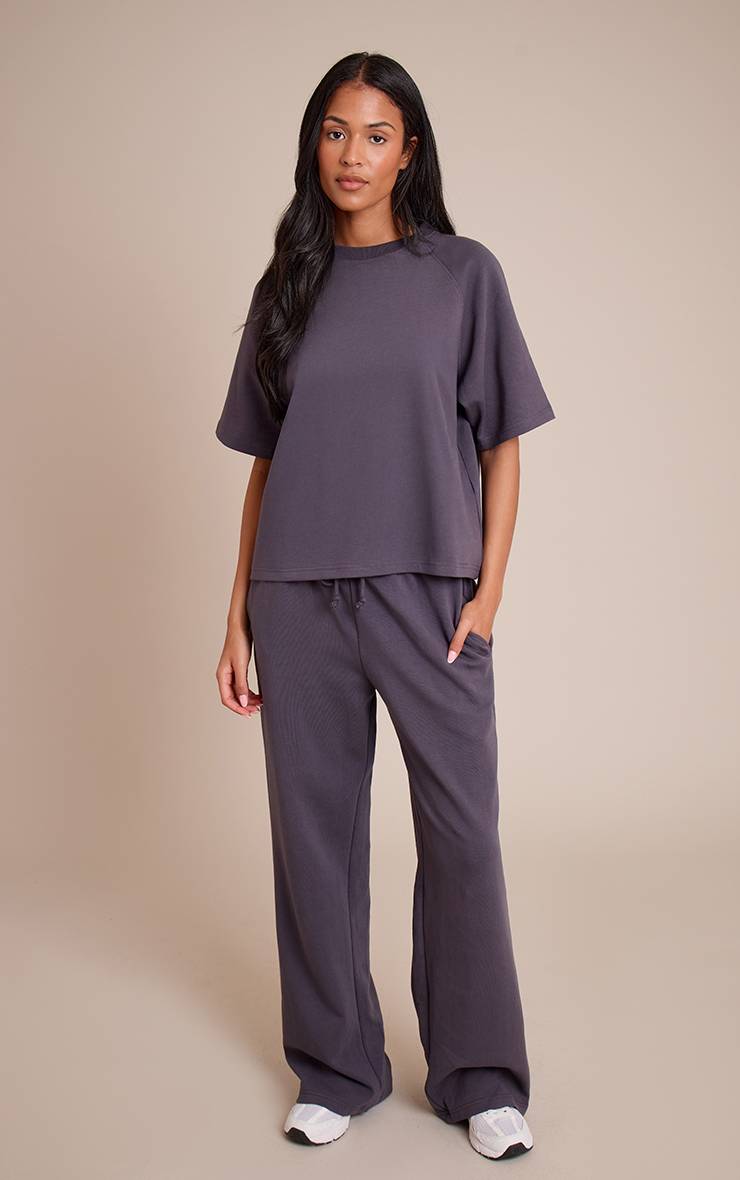 Bleu Marine Sweat-shirt Court Boxy En Interlock Pour Grande Taille
