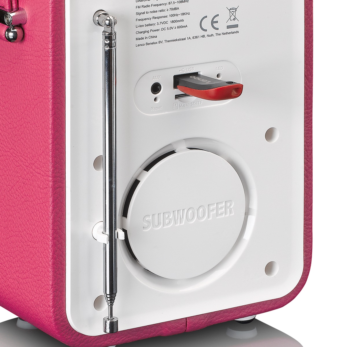 LENCO PDR-051PKWH Tragbares DAB+ FM-Radio mit BT, AUX, pink