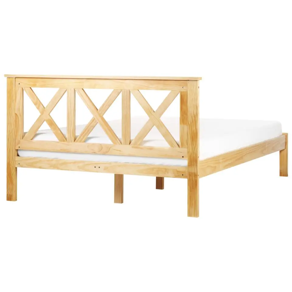 TANNAY - Tweepersoonsbed - Lichthout - 140 x 200 cm - Dennenhout