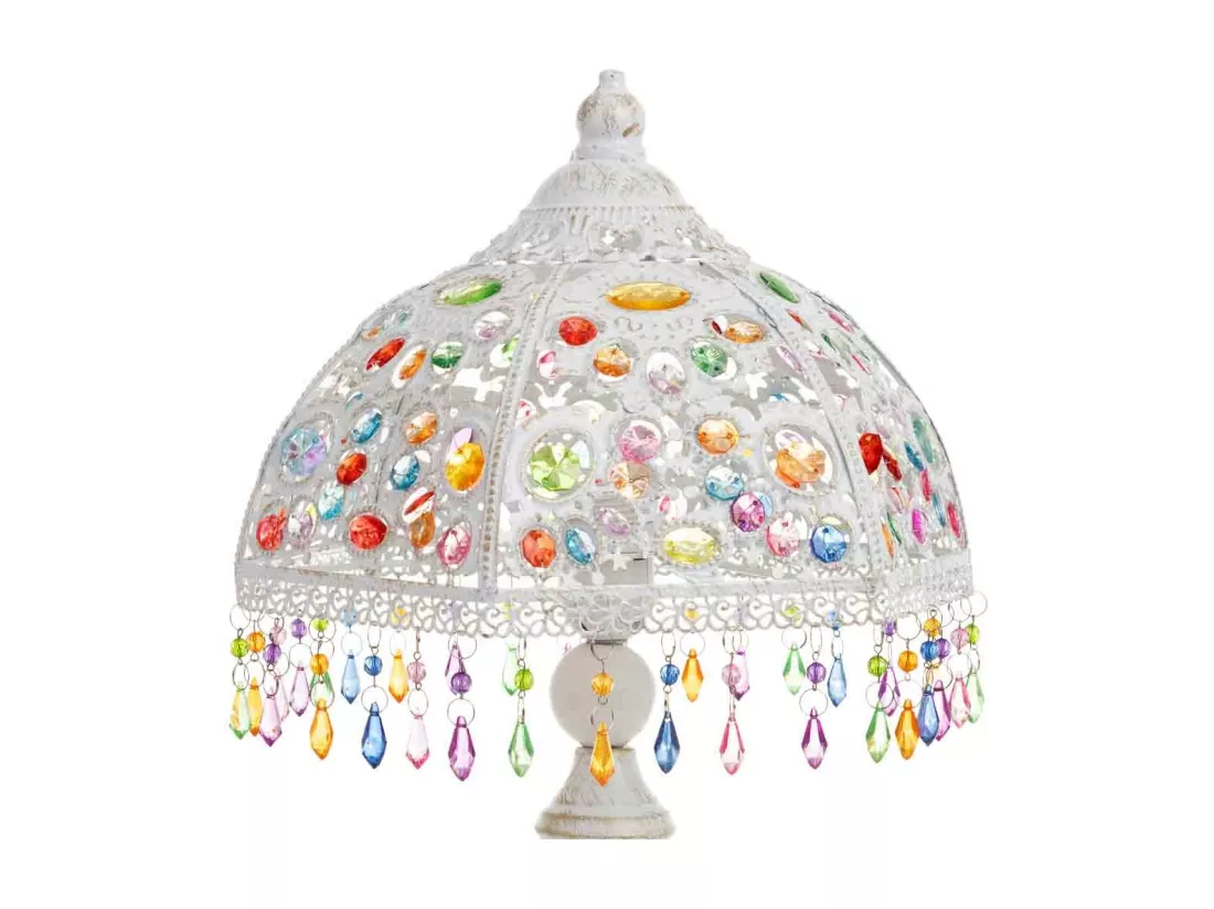 Lampe en métal avec perles en cristal acrylique colorées
