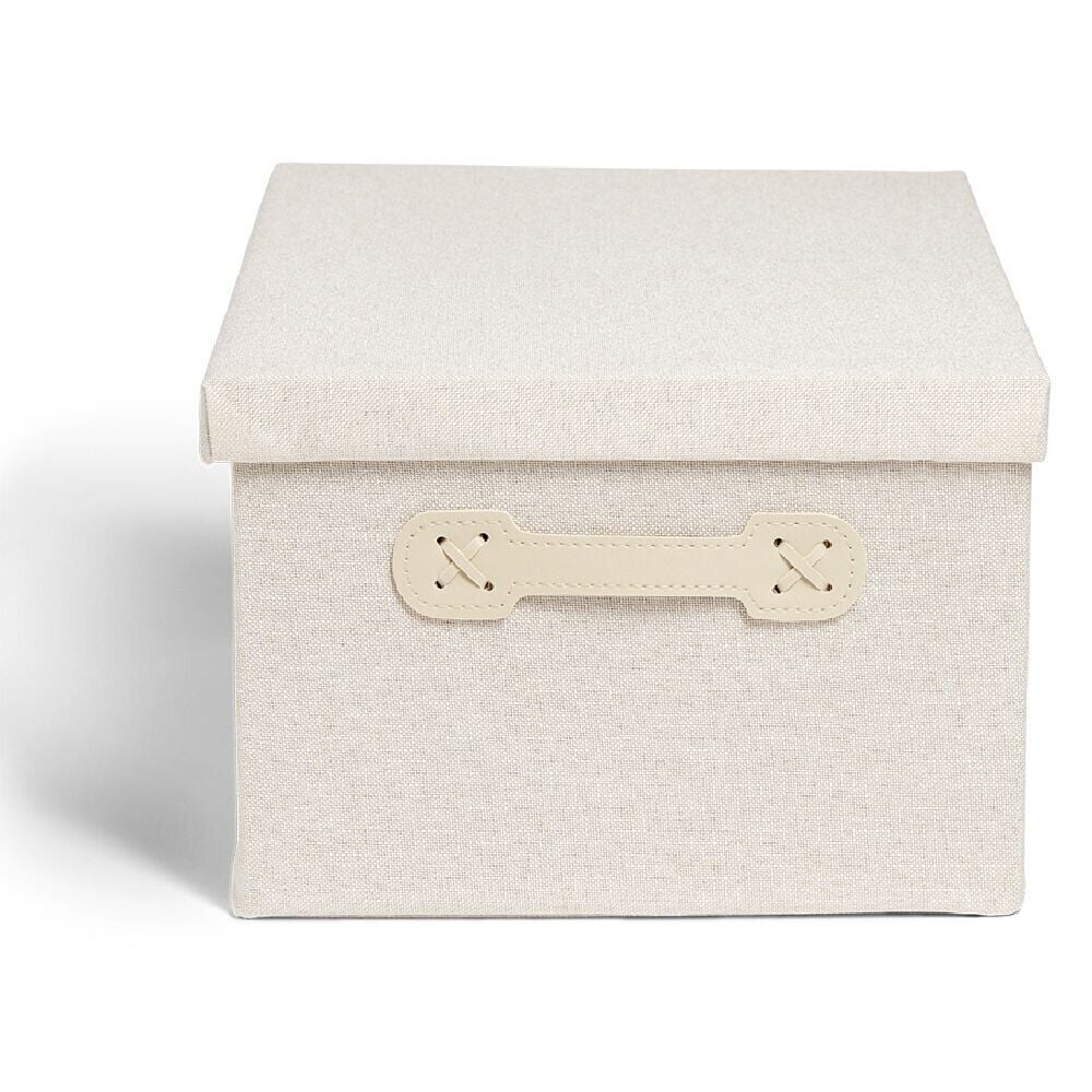 Boîte de rangement coton gris ou beige 40,5xH18x26,5cm