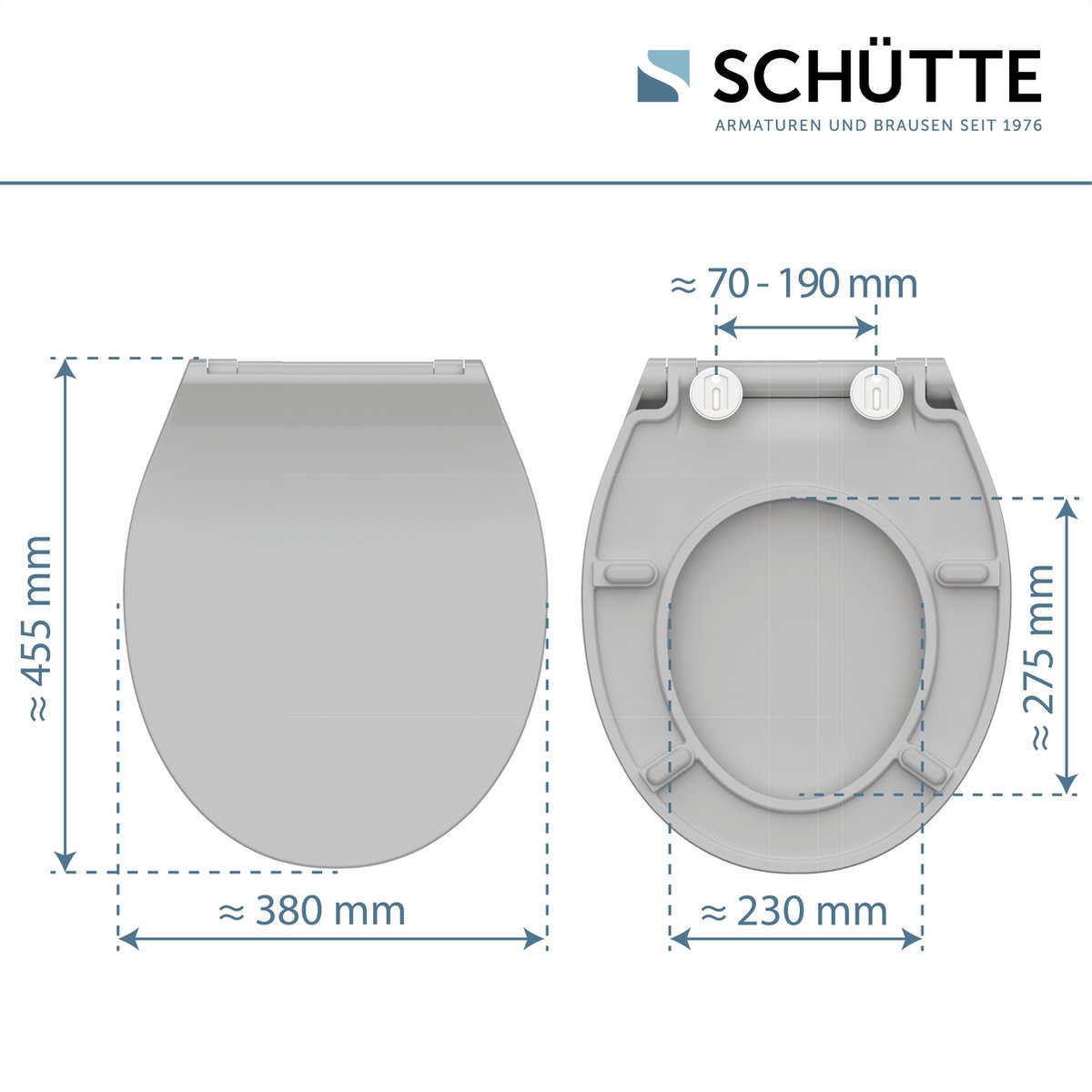 Schutte Presley dunne toiletzitting met softclose en quick release grijs