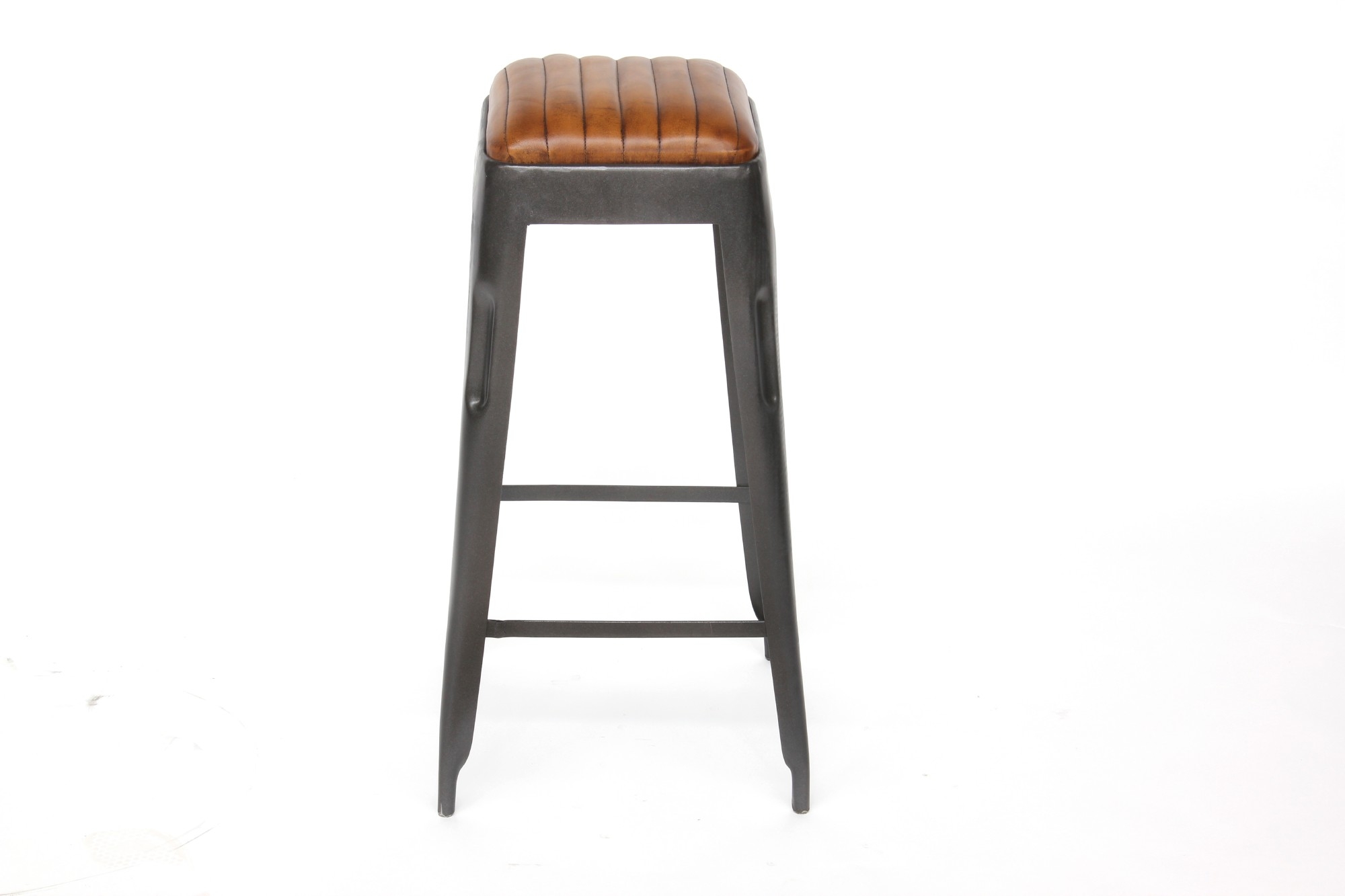 Barhocker 'Tank', schwarz, cognac, T 40 cm, B 40 cm, H 76 cm von fischer's lagerhaus