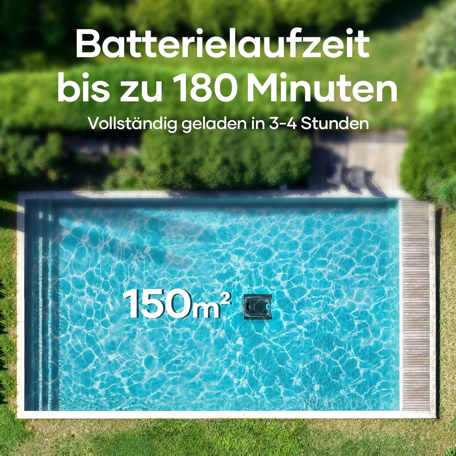 AIPER Scuba S1 APP Upgrade Poolroboter Akku, 180 Min Laufzeit, Ultrafeinfiltration, Pool Bodensauger mit Wand- & Wasserlinienreinigung, App-Steuerung & OTA-Updates, Poolsauger für Pools bis zu 150㎡