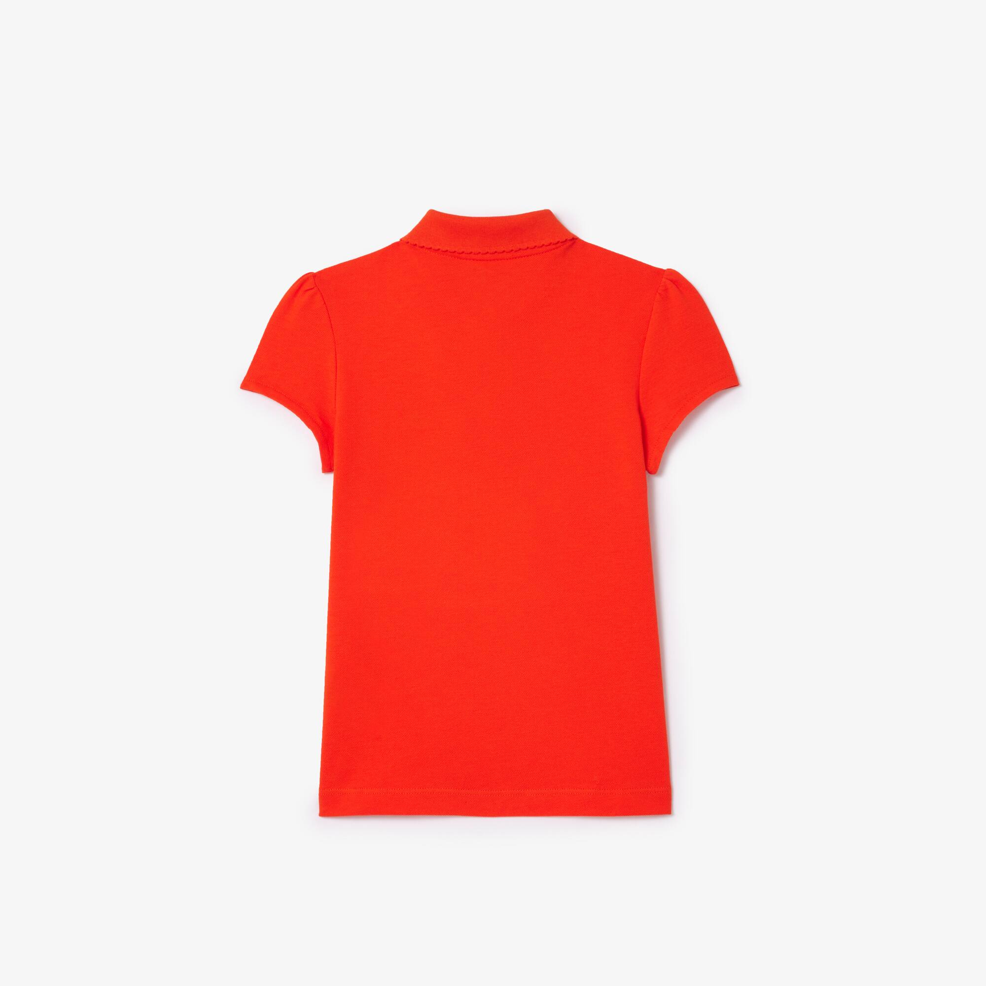 Polo Fille Lacoste en mini piqué avec col festonné Polos - Orange - Lacoste - Fille