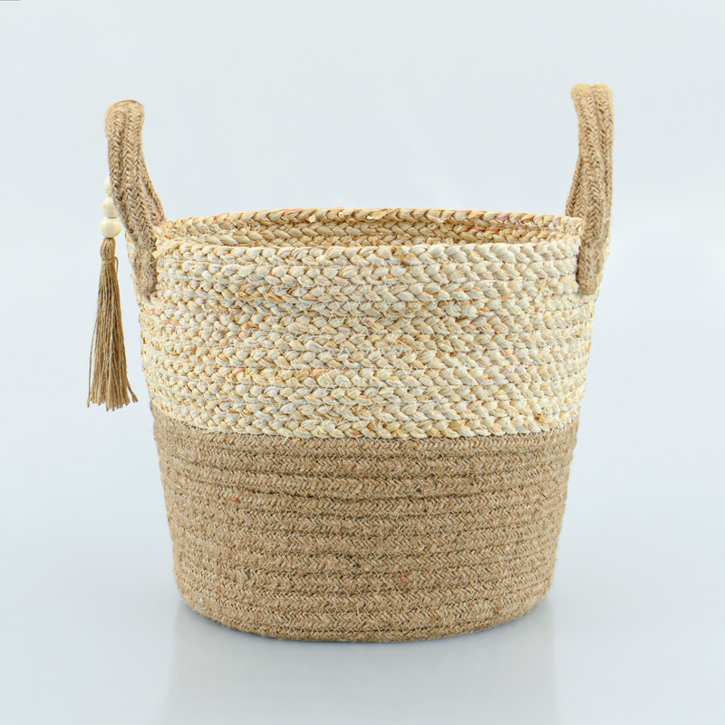 Panier de rangement 'Vahina' rond avec anses