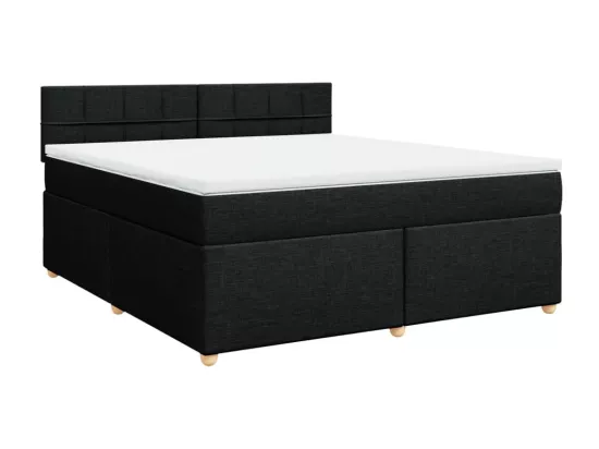 Sommier à lattes de lit avec matelas Noir 180x200 cm Tissu