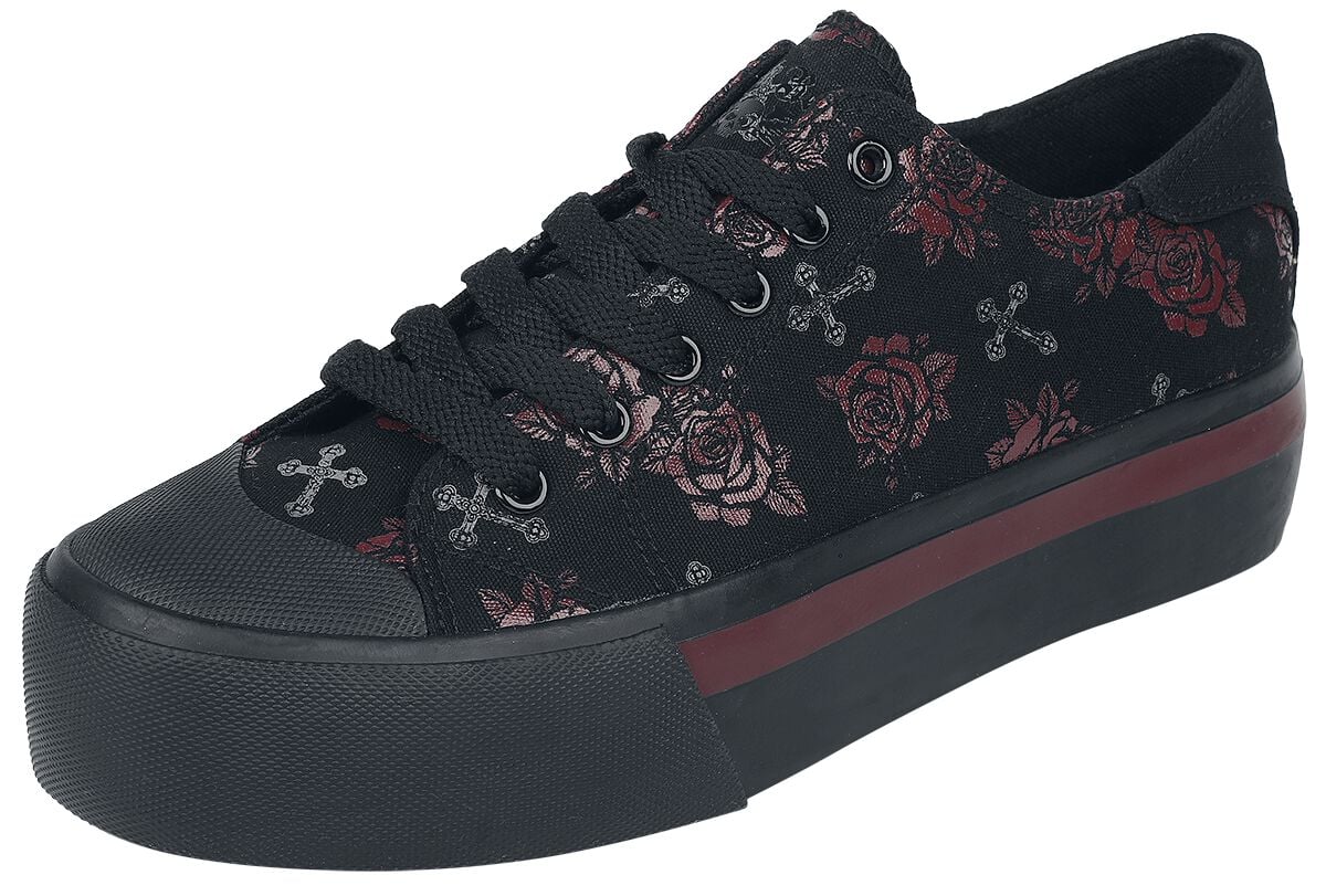 Baskets Basses Plateformes Avec Imprimés Croix & Roses | Rock Rebel by EMP Baskets