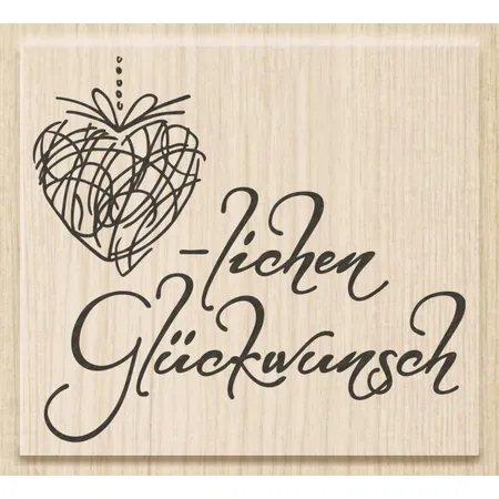 Knorr Prandell Stempel aus Holz (Glückwünsche) 6,5 x 5,8 cm, Motiv: Herzlichen Glückwunsch