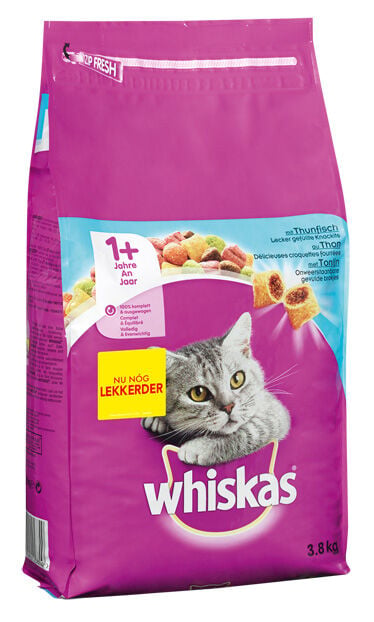 Whiskas 1  Adult Droge Brokjes - Kattenvoer - 3800 Gram - tonijn