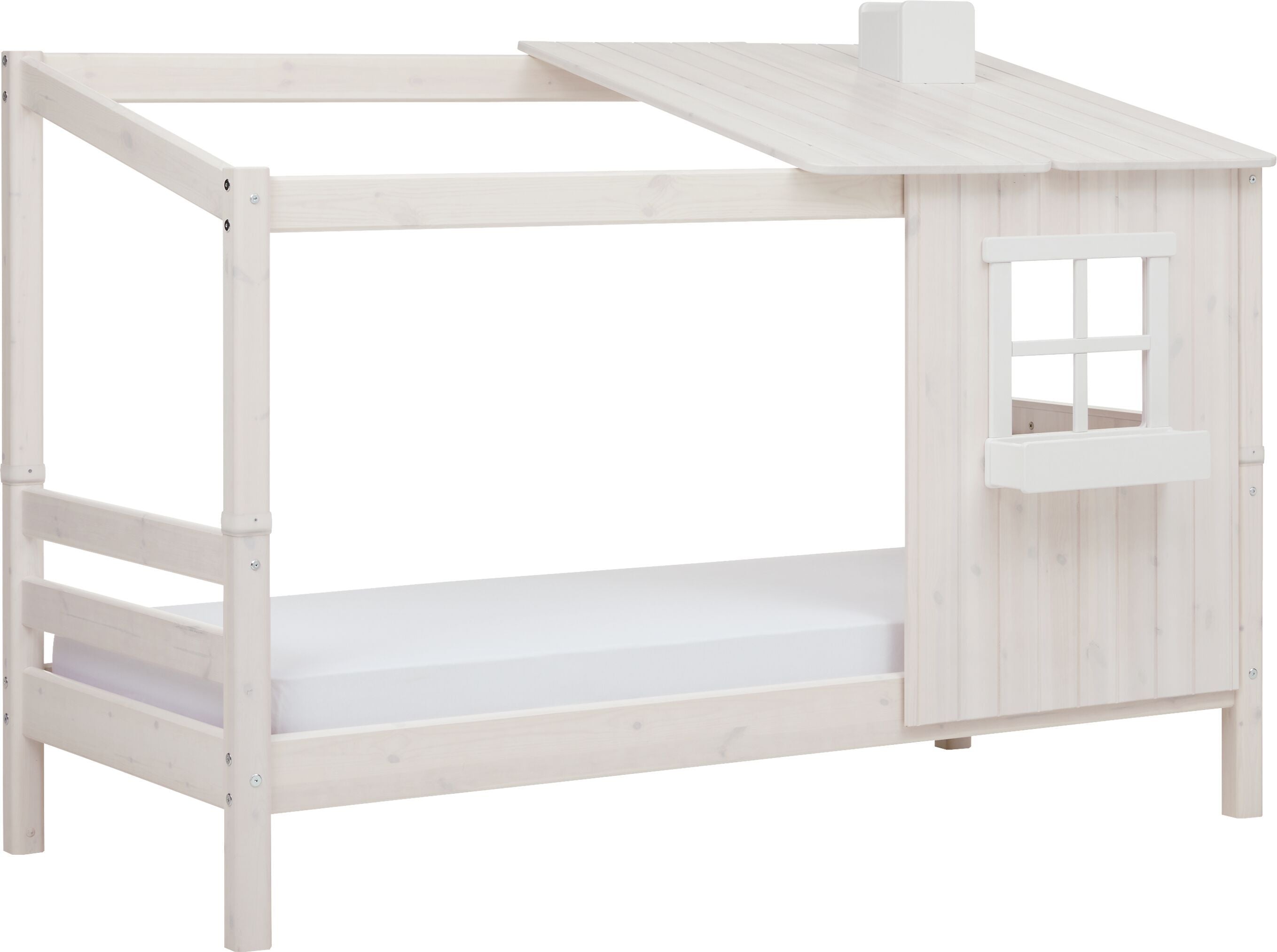 Flexa CLASSIC TREE HOUSE Halbes Baumhaus inkl. Einzelbett - White Wash / B: 112.0 cm x T: 210.0 cm x H: 154.0 cm