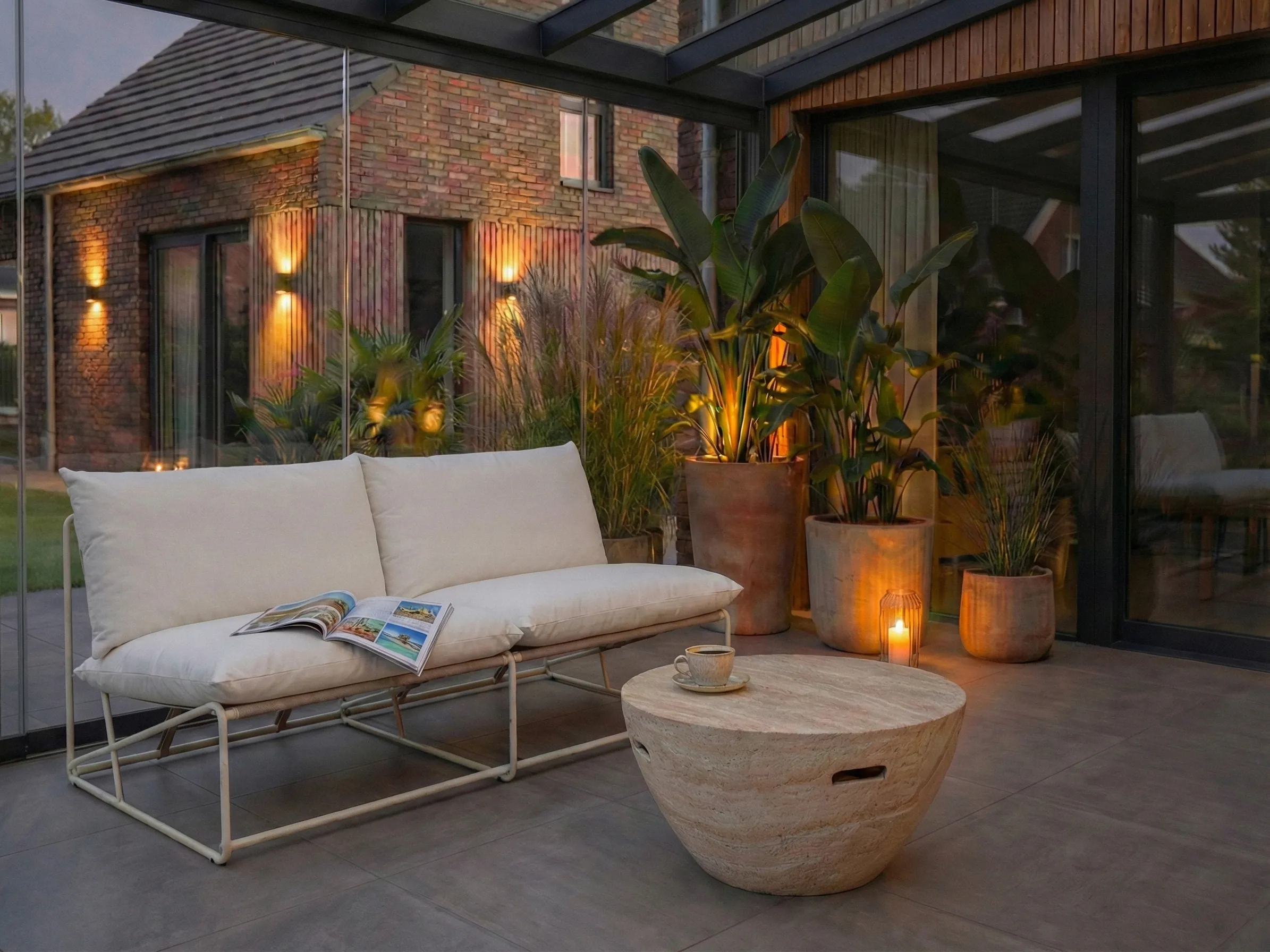 Tuin loungebank 2-zits PICO Metaal Lichtbeige