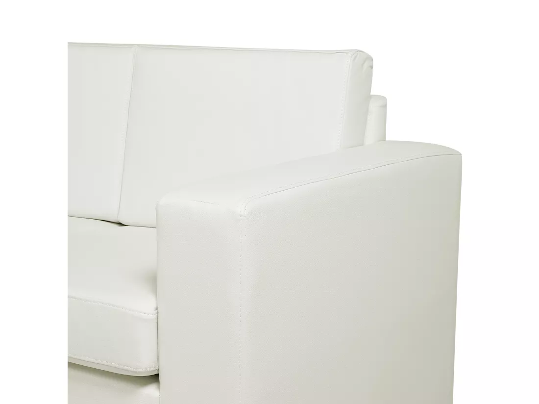 Ensemble de canapés et fauteuil en cuir blanc 6 places HELSINKI