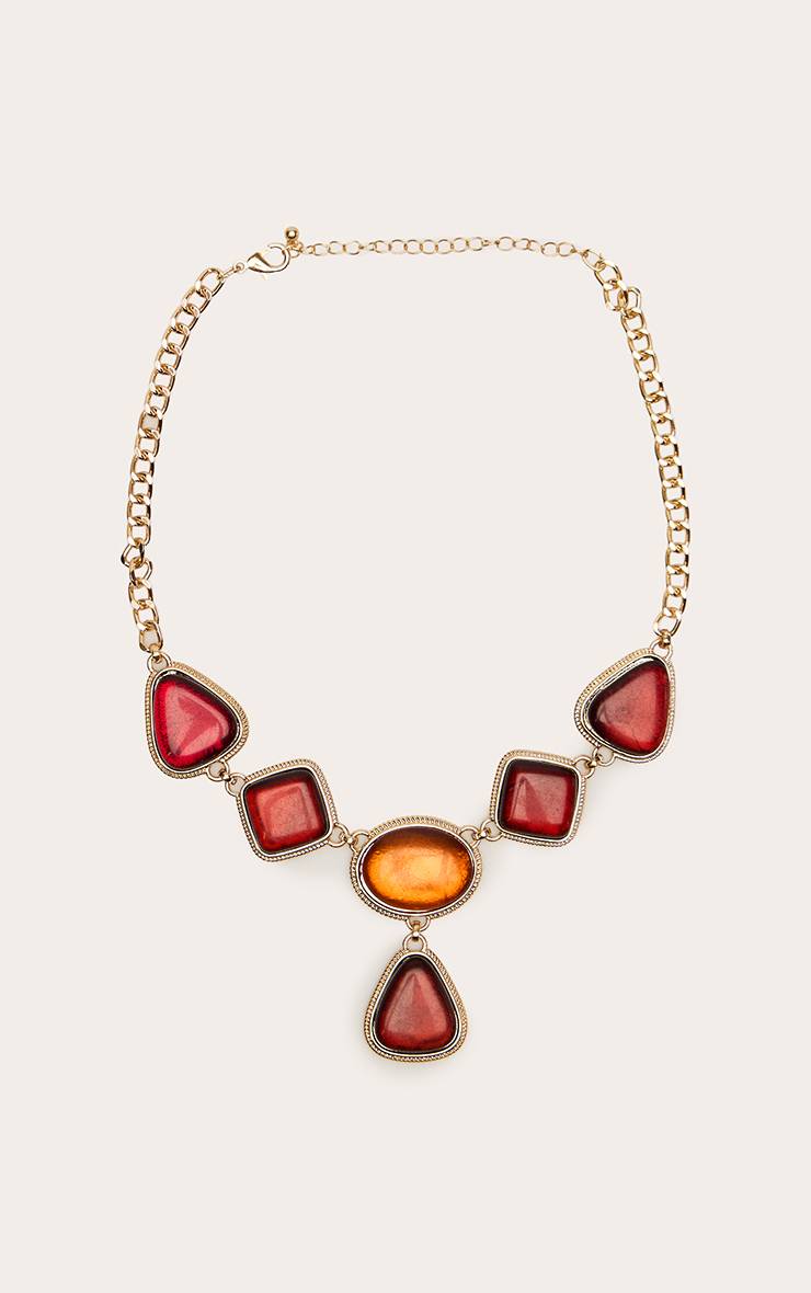 Doré Collier À Pendentif En Résine Imposant