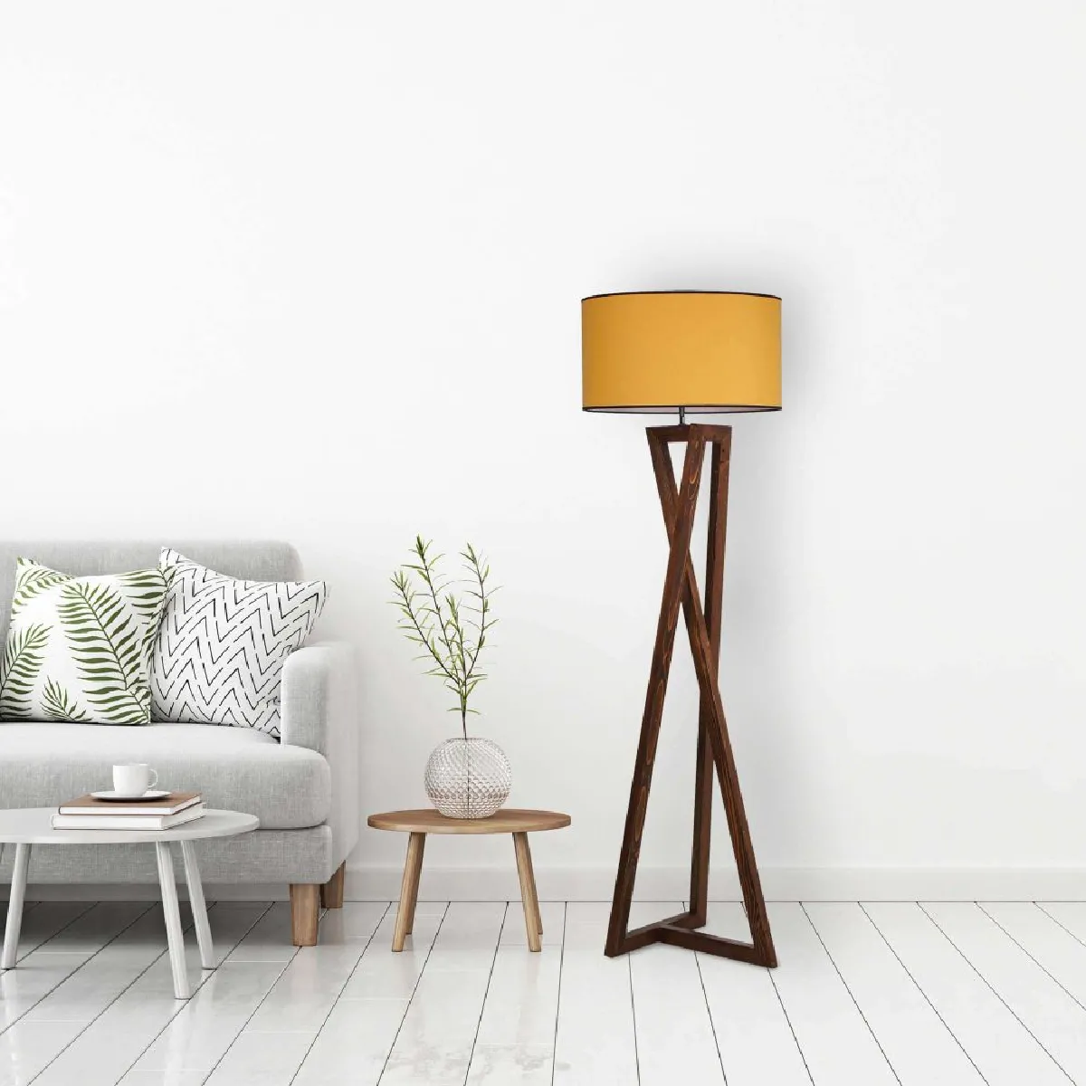 Hanah Home Lampadaire Macka - Noyer/Moutarde