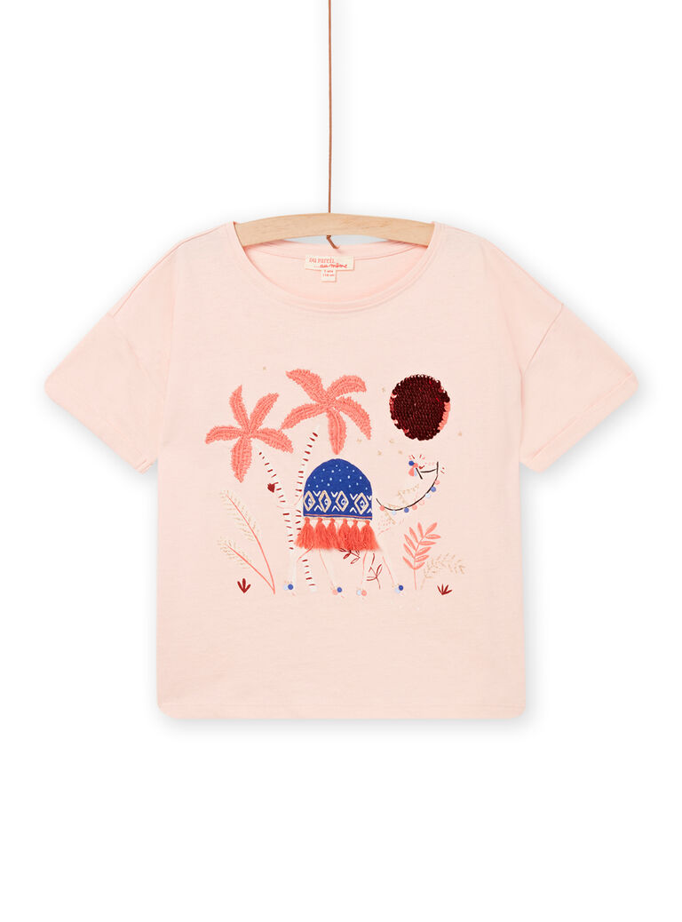 T-shirt manches courtes à sequins réversibles enfant fille