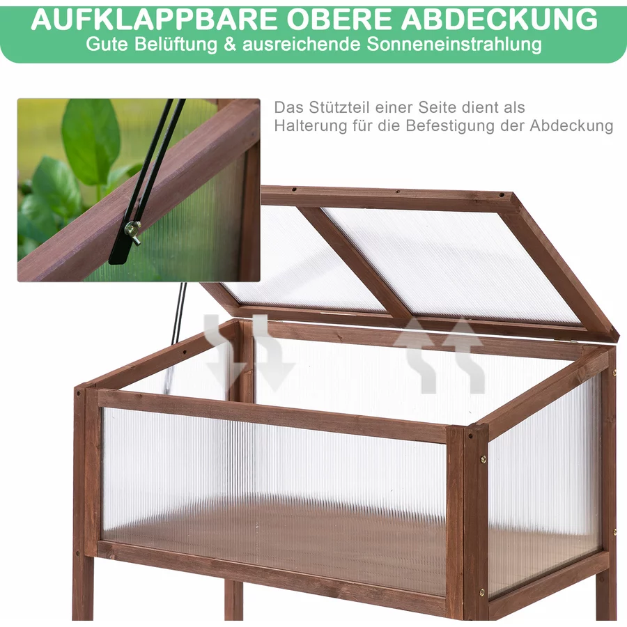 Outsunny Holzgewächshaus braun