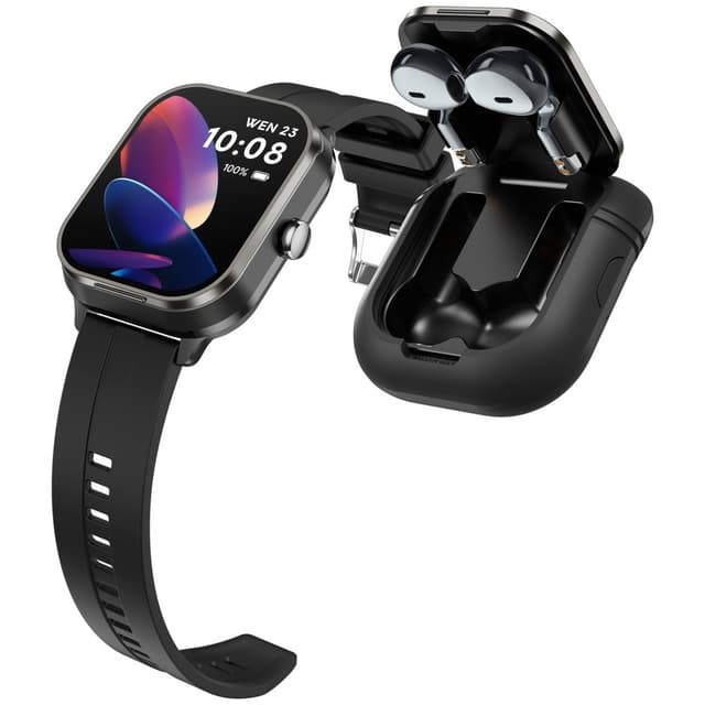 D8 Pro 2-i-1 Bluetooth-hovedtelefoner & Smart Watch Health Monitoring Silikonestrop