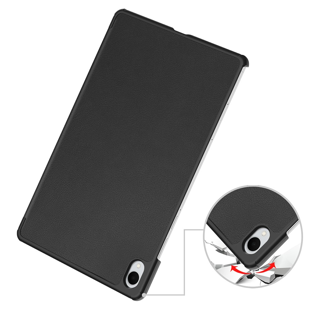 Samsung Galaxy Tab S11 Leder Tasche Smart Cover Hülle Litchi Look - Schwarz